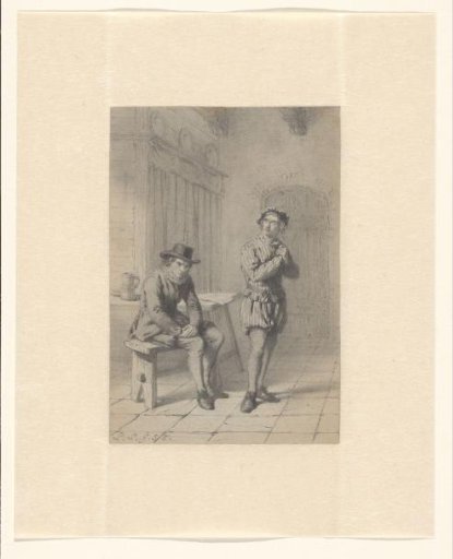 Interior with two pensive men