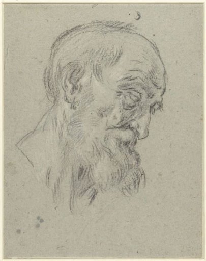 Head of an Old Man, Looking Down, and in Profile to the Right