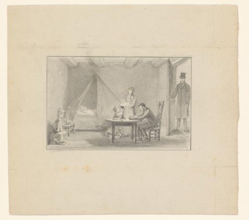 Interior with Mourning Family at a Deathbed