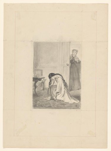 Interior with a Kneeling Weeping Woman