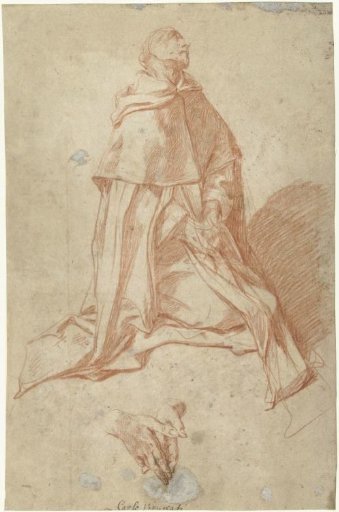 Study for a praying, kneeling monk, in profile to the right