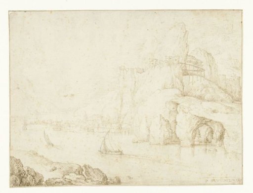 City with high rocks situated on a river