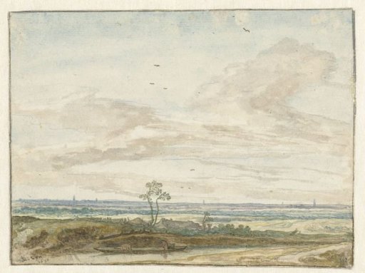 Wide Landscape with a Road along a Canal