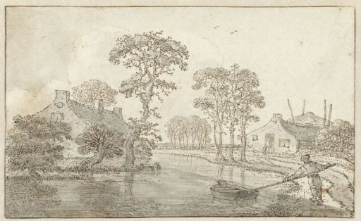 Landscape with Two Houses on a Waterway