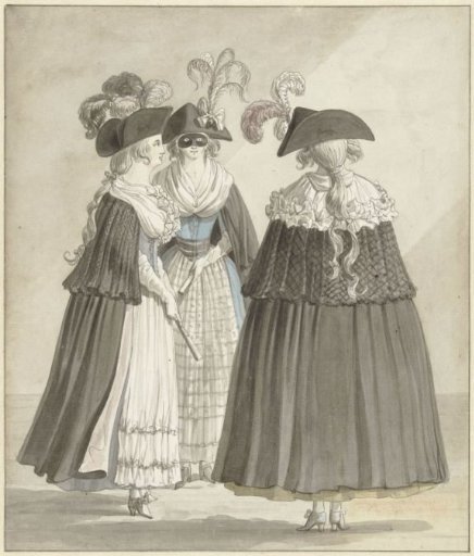 Three women in Roman masquerade costumes