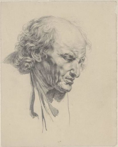 Man's head, looking down to the right