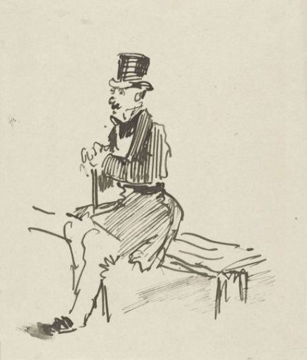 Sketch of a seated gentleman with a tall hat