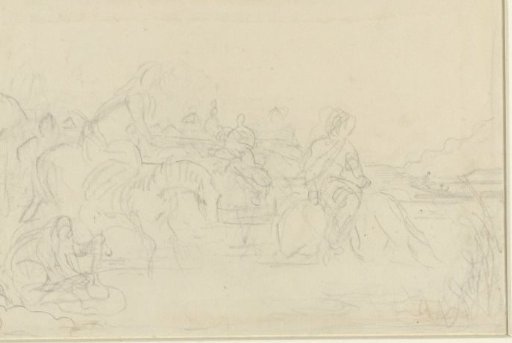 Riders Watering Their Horses