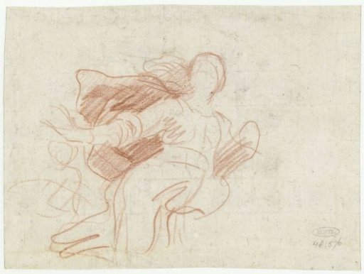 Study for a Floating Female Figure with a Wide Mantle