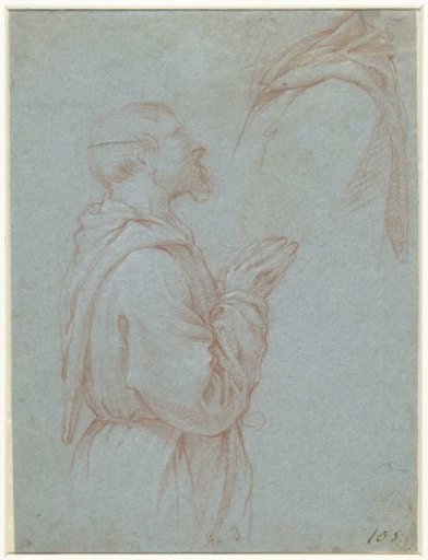 Praying monk, in profile