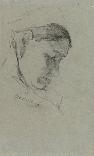 Head of a woman looking down