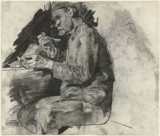 Soldier eating while seated