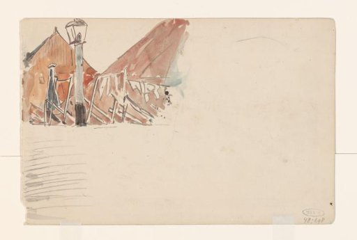 Lamp post and clothesline for houses