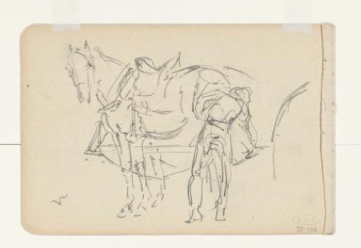 Man with a tethered horse