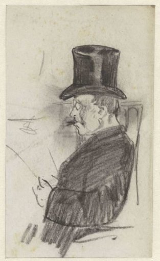 Newspaper Reader with a Top Hat