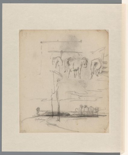 Sketch of calves and landscape