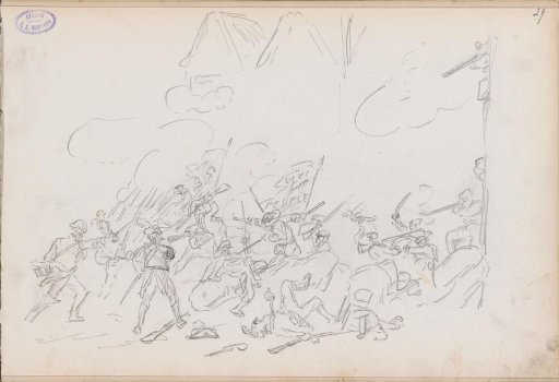 Fighting soldiers and citizens, possibly during the Paris Commune