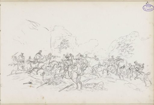 Fighting soldiers on horseback