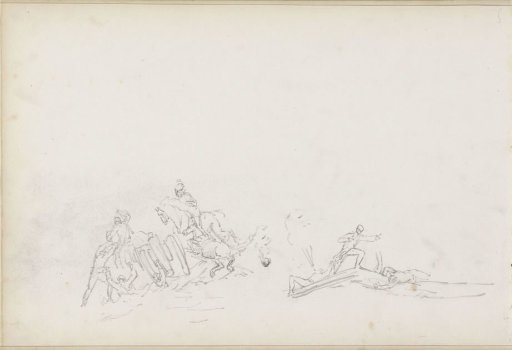 Soldiers with carts and horses
