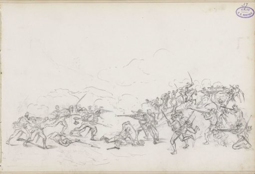 Fighting soldiers with muskets