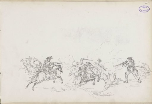 Fighting soldiers, on horseback and on foot