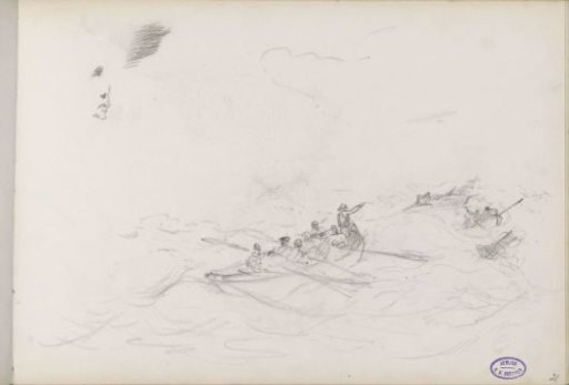 Soldiers in boats at sea