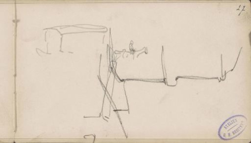 Study sheet, among other things with objects and a rider