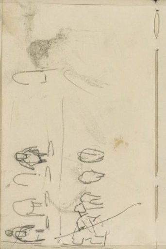Study sheet, possibly with figures and dogs