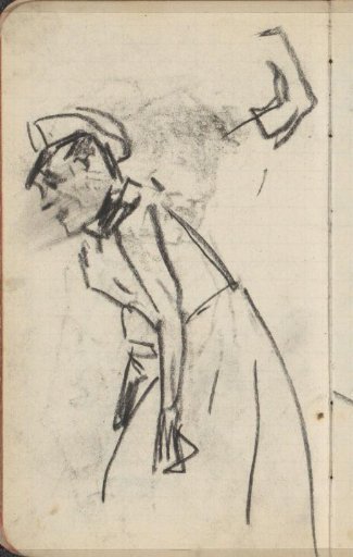 Woman leaning forward with a hat