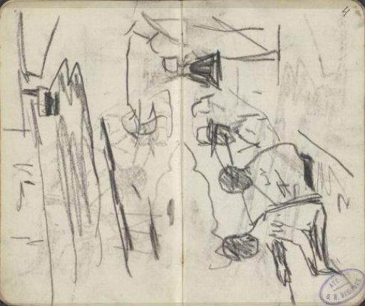 Seated men, possibly on a quay