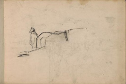 Figure behind two horses