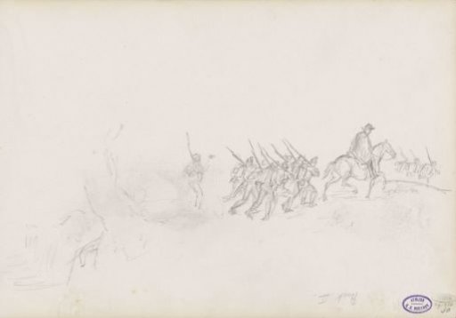Soldiers with muskets with bayonets