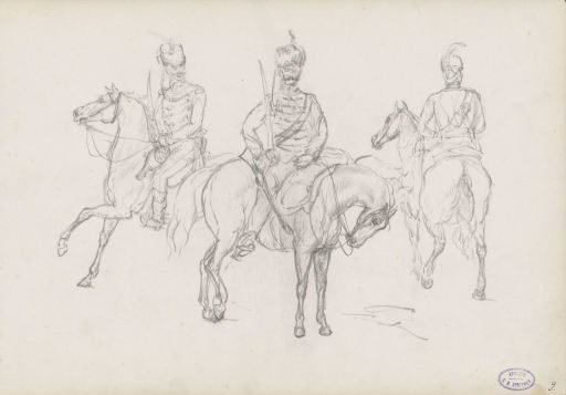 Two hussars and a cuirassier