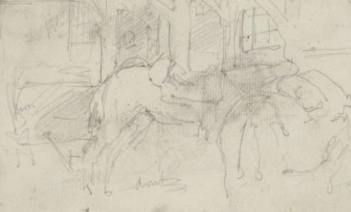 Horses, possibly in a stable
