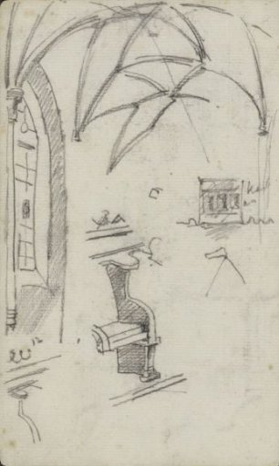 Interior of a chapel or church with a net vault