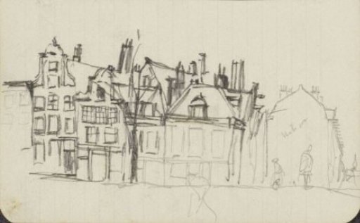 City view with figures, possibly in Amsterdam