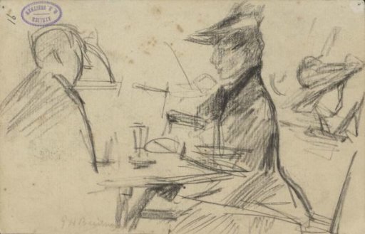 Woman and Man at a Table in a Café