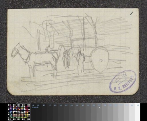 Figures with a horse-drawn sled