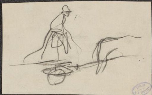 Man on a horse-drawn cart, possibly a ploughing farmer