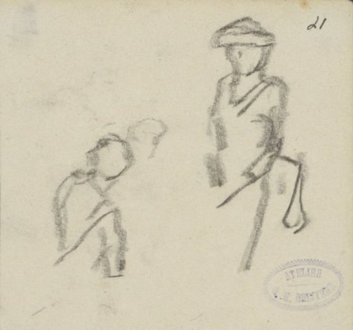 Two Figures, Including a Woman with a Hat