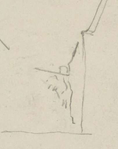 Study, Possibly of a Figure Next to a Building