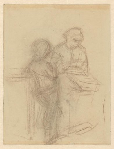 Seated woman and standing child