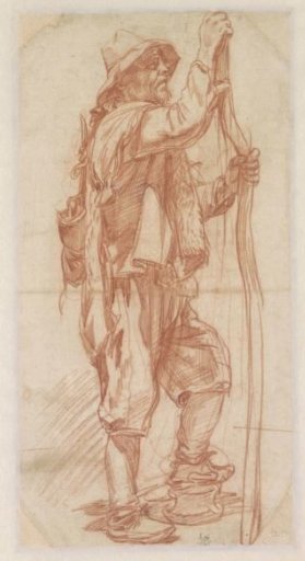 Peasant with a staff, three-quarter view to the left