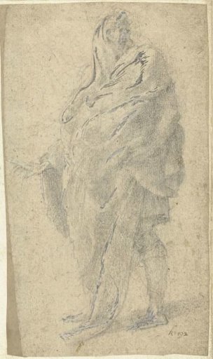 Draped figure, leaning to the left