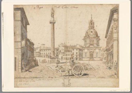View in Rome with the Column of Trajan and S. Maria di Loreto