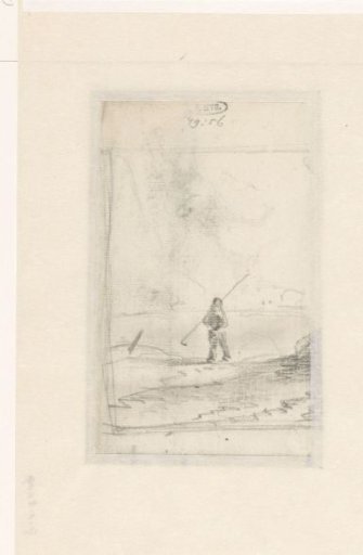 Sketch of a fisherman by the water