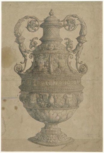 Silver Vase with Mermaids between Dolphins