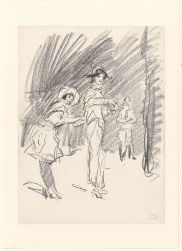 Three figures in a circus performance