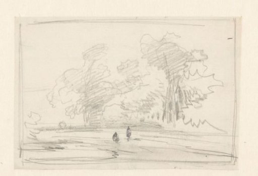 Sketch of a walker with a copse in the background
