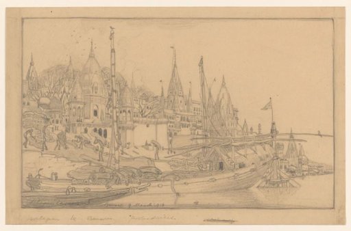 Riverbank with Ships at Benares
